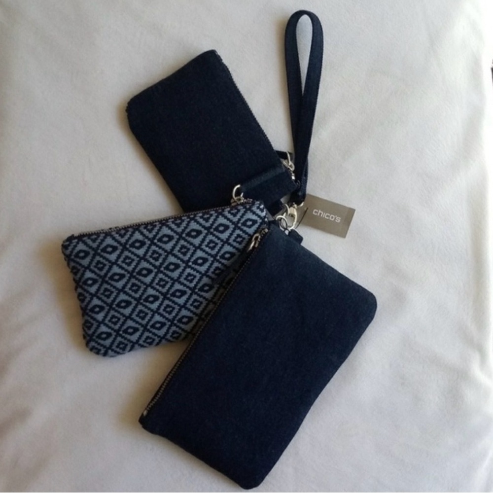 NWT Set of Three (3) Denim Chico’s wristlets - Picture 5 of 10